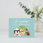 Het leven is onzeker, eerst eten dessert briefkaart (Staand voorkant)