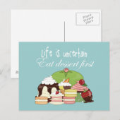 Het leven is onzeker, eerst eten dessert briefkaart (Voorkant / Achterkant)