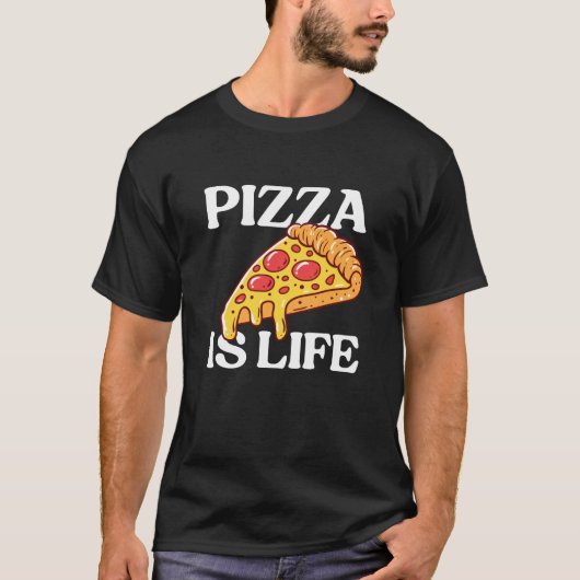 Het leven is pizza - hartige plak t-shirt (Voorkant)