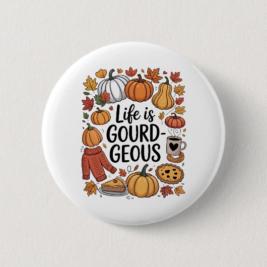 Het leven is pompoen-Herfst Ronde Button 5,7 Cm (Voorkant)