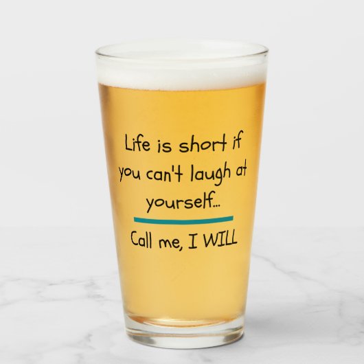 Het leven is Short Funny Gezegde Quote Novelty Glas (Voorkant gevuld)