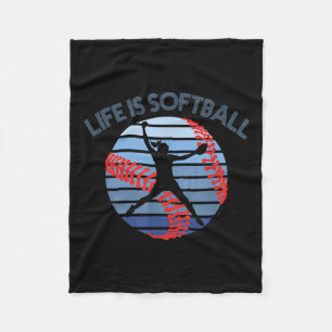 Het leven is softbalspeler Quote Girls Softbal Pit Fleece Deken