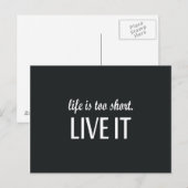 "Het leven is te kort. Live it"-offerte Briefkaart (Voorkant / Achterkant)