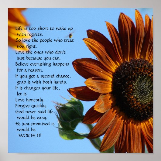 Het leven is te kort - Motivatie Poster (Voorkant)