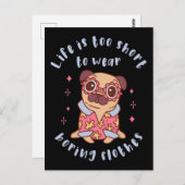 Het leven is te kort om kleren te draag briefkaart (Voorkant / Achterkant)