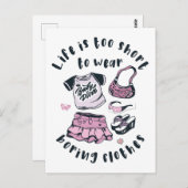 Het leven is te kort om kleren te draag briefkaart (Voorkant / Achterkant)