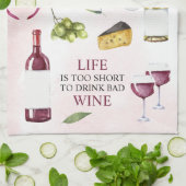 Het leven is te kort om Slechte Wijn Galerij Wrap Theedoek (Gevouwen)