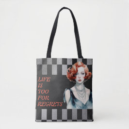 Het leven is te kort zwart en grijs draagtas
