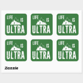 Het leven is ultra-actief vierkante sticker (Vel)