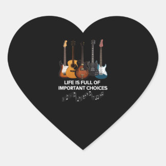 Het leven is vol belangrijke keuzes Guitar Lover Hart Sticker