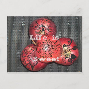 Het leven is zoet: Apple en Floral Motief Design Briefkaart