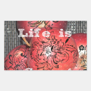 Het leven is zoet: Apple en Floral Motief Design Rechthoekige Sticker