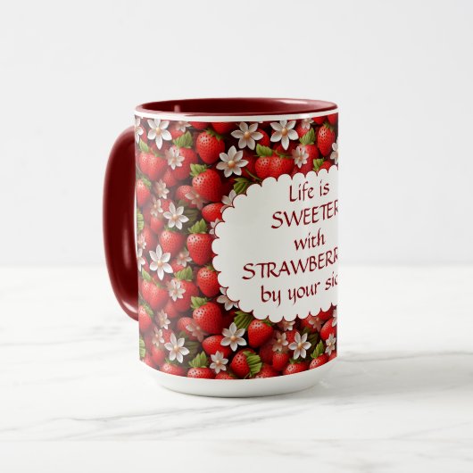 Het leven is zoeter met aardbeien aan je zijde mok (Voorkant links)
