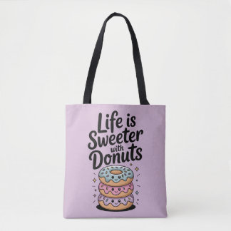 Het leven is zoeter met donuts draagtas