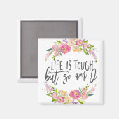 Het leven is zwaar, Inspirerend citaat, Boho flora Magneet (Voorkant / Achterkant)