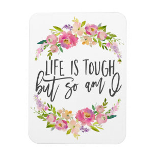 Het leven is zwaar, Inspirerend citaat, Boho flora Magneet