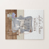 Het leven met een zwarte schnauzer-puzzel legpuzzel (Horizontaal)