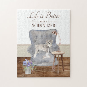 Het leven met een zwarte schnauzer-puzzel legpuzzel