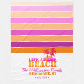 Het leven op het strand Hot Pink & Sinaasappel Fleece Deken (Voorkant)