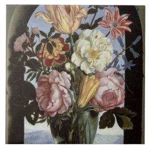 Het leven van bloemen in een drink glas tegeltje