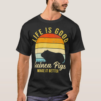 Het leven van cavia's is beter met Retro Pet Rode T-shirt