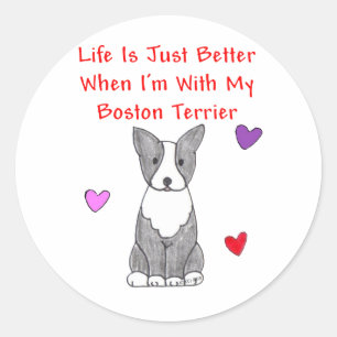Het leven van de Boston Terrier is gewoon een bete Ronde Sticker
