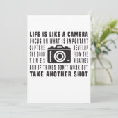 Het leven van de fotograaf is als een camera fotog aankondiging (Staand voorkant)