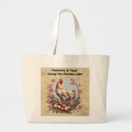 Het leven van de kip grote tote bag