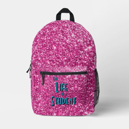 Het leven van een student - Pink Glitter Version Bedrukte Rugzak (Voorkant)
