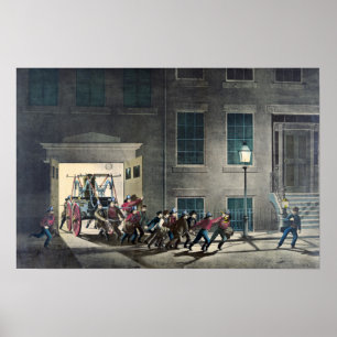 Het leven van een vuurman - het nachtalarm - 1854 poster