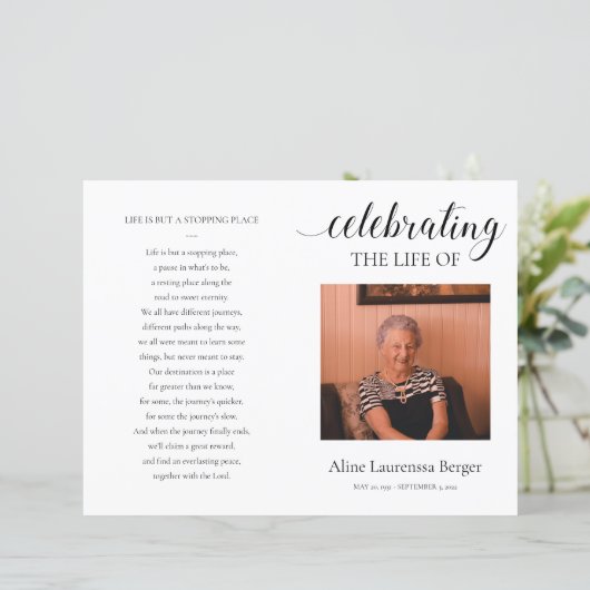 Het leven van het begrafenisprogramma vieren met f (Staand voorkant)