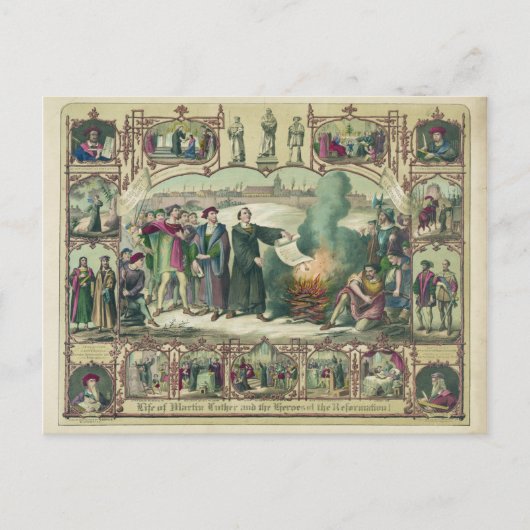 Het leven van Martin Luther & Heroes van de Hervor Briefkaart (Voorkant)