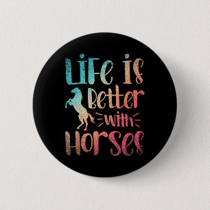 Het leven van paardenrennen bij dieren is beter me ronde button 5,7 cm