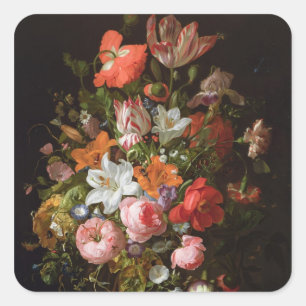 Het leven van rozen lileugens, tulpen vierkante sticker