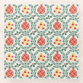 Het levendige Christmas Floral Onderzetter Glazen Onderzetter