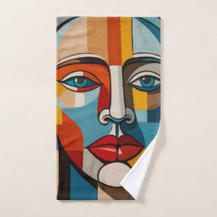 Het levendige Kleurrijke Abstracte Gezicht Schilde Bad Handdoek