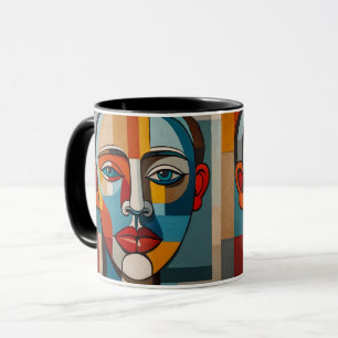Het levendige Kleurrijke Abstracte Gezicht Schilde Mok