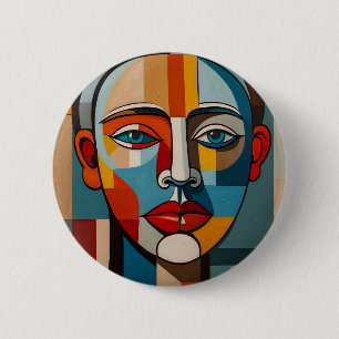 Het levendige Kleurrijke Abstracte Gezicht Schilde Ronde Button 5,7 Cm