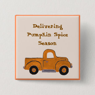 Het leveren van Pumpkin Spice Season Handgeschilde Vierkante Button 5,1 Cm