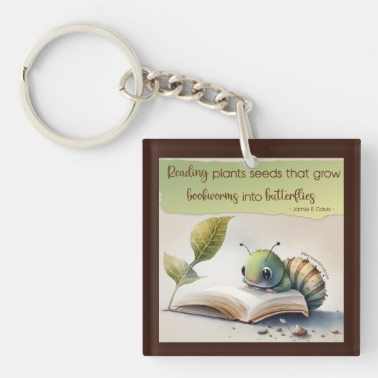 Het lezen draait boekwormen aan Butterflies Sleutelhanger (Voorkant)