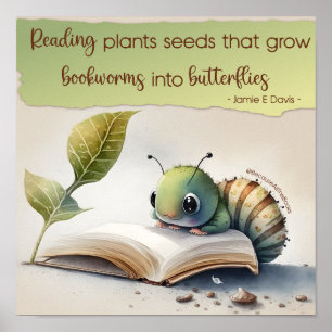 Het lezen draait Referentiewormen aan Butterflies Poster