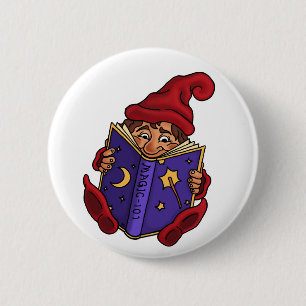 het lezen gnome grappige knop ronde button 5,7 cm