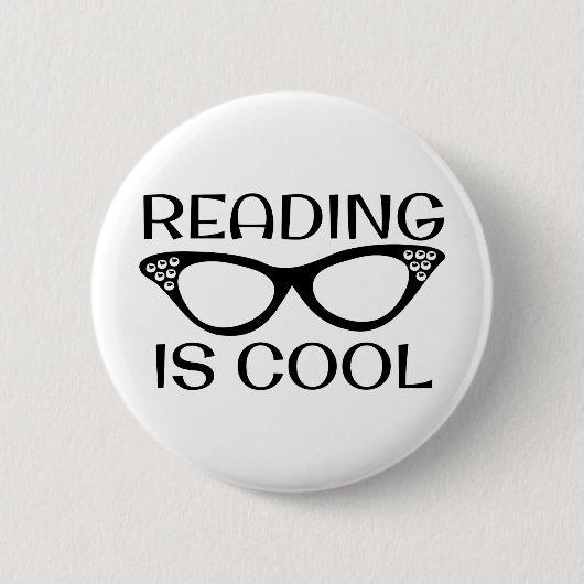 Het lezen is Cool Button met kat-oogbril (Voorkant)