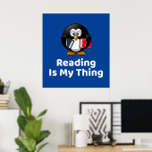Het lezen is mijn ding pinguïn Poster (Thuiskantoor)