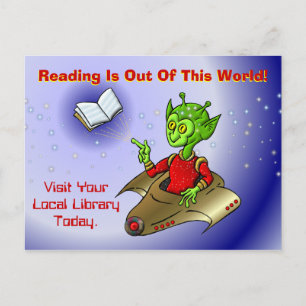 Het lezen is uit deze wereld briefkaart