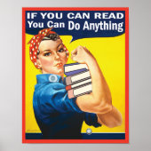 Het lezen met grappige Rosie de Riveter Classic Poster (Voorkant)