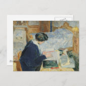 Het lezen naast haar bed briefkaart (Voorkant / Achterkant)