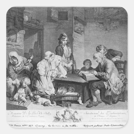 Het lezen van de bijbel vierkante sticker (Voorkant)