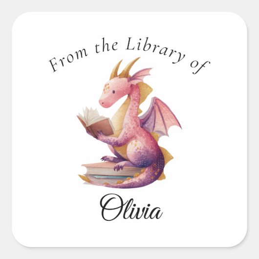 Het lezen van Dragon Bookplate Sticker - Van de (Voorkant)