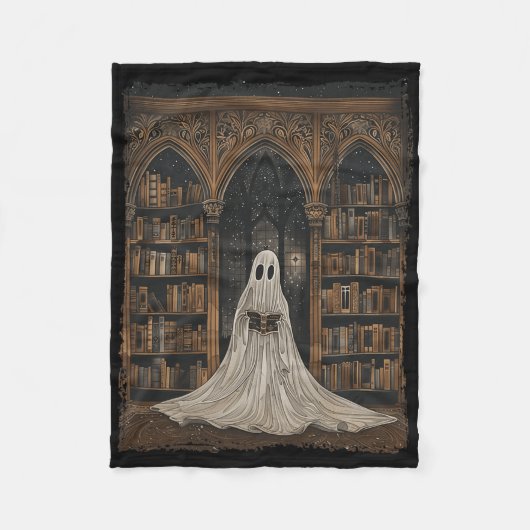 Het lezen van Ghost Library Halloween Librarian Bo Fleece Deken (Voorkant)